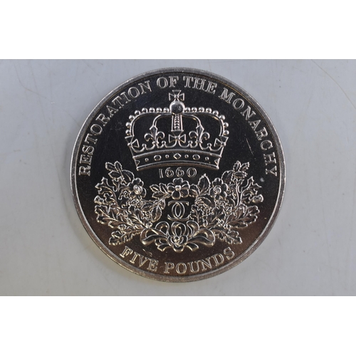 143 - Elizabeth II 2010 £5 Restoration of the Monarchy £5 Coin