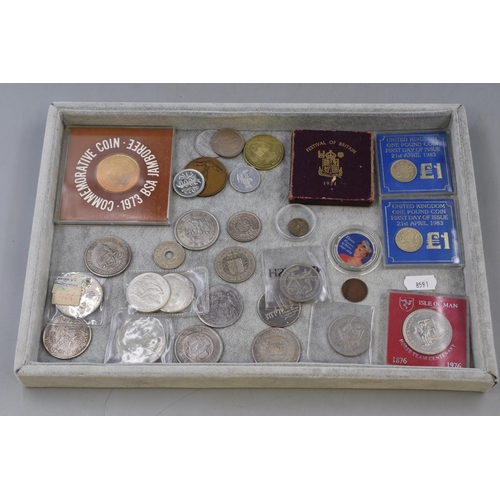 155 - Mixed Selection of Coins, includes Commemorative Coins and a selection of Foreign Coinage
