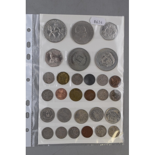 156 - Two Sheets of Mixed UK and Worldwide Coinage (56 Coins)