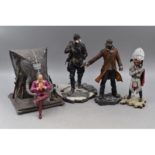 170 - Mixed Lot of Four Action Figure statues to include Farcry4, The Division, Watch Dogs and Neca