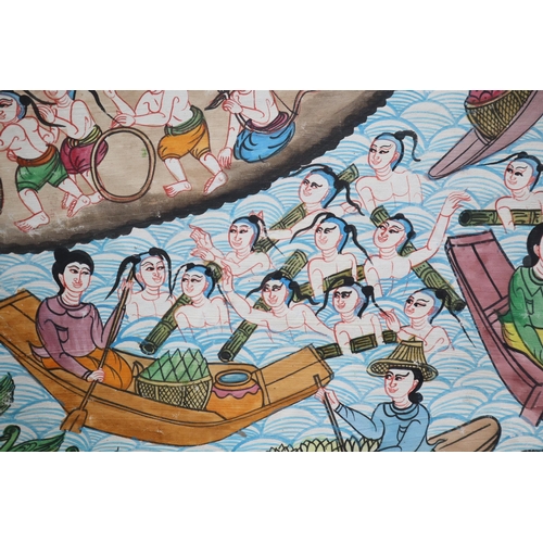 379 - Traditional Thai Painting On Canvas Approx 39.5