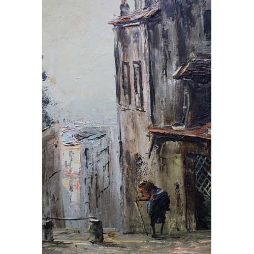 387 - Original Oil on Canvass of Street Scene signed to Bottom Left in Gilt Framed Mount (25