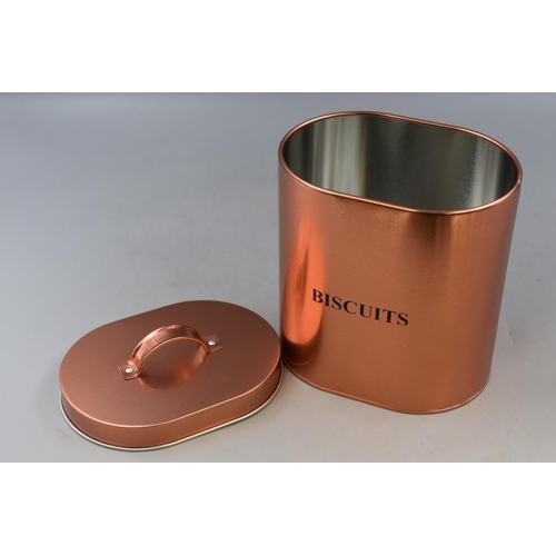 394 - Copper Coloured Biscuit Barrel (7.5