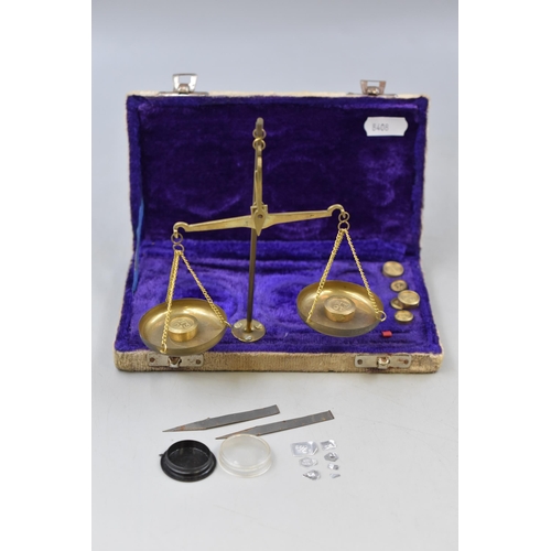 195 - Set of Vintage Jewellers Scales in Case with Additional Weights