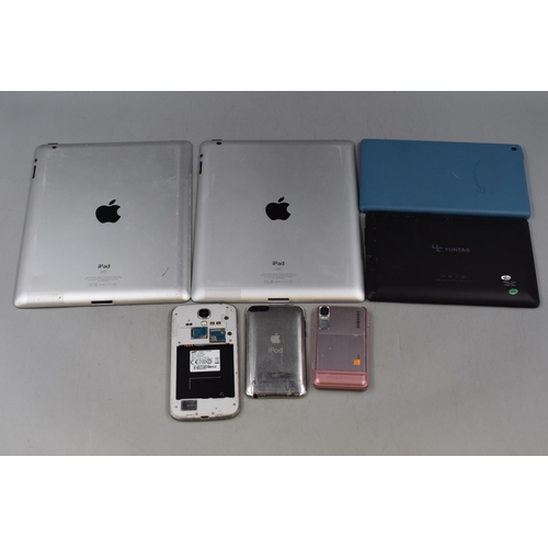 400 - A Selection of Electronics For Spares or Repairs. Includes Two iPads, Two Mobile Phones, iPod, And T... 