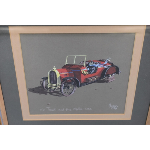 208 - Original Acrylic Painting entitled Mr Toad and the Motor Car signed to Bottom Ring in Framed and Gla... 