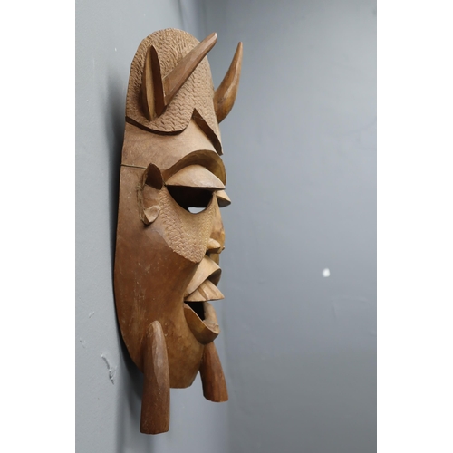 425 - Vintage Hand Carved African Warrior Mask 16