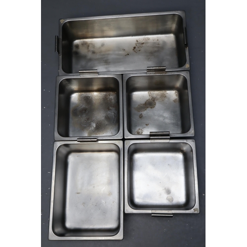 437 - Five Bain Marie Troughs (4 with lids)