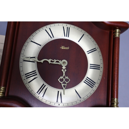 487 - Hermle Wall Mounted Weight Driven Clock with half Hour Strike Complete with weights, Pendulum, Book ... 