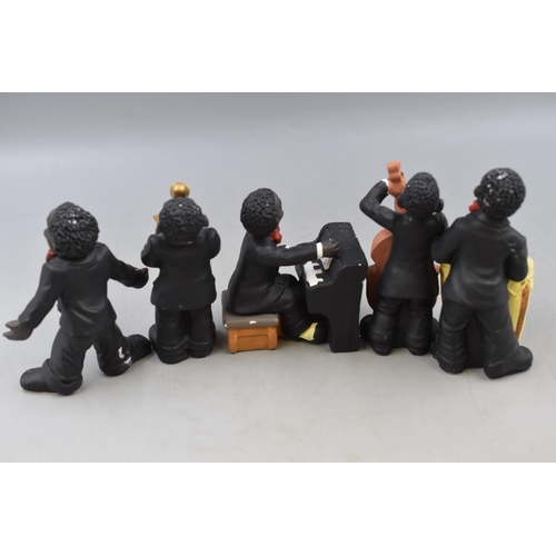 290 - Five Piece Ceramic Jazz Band Statue Set (Drummer has slight chip to finger easy fix) tallest 5.5