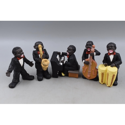 290 - Five Piece Ceramic Jazz Band Statue Set (Drummer has slight chip to finger easy fix) tallest 5.5