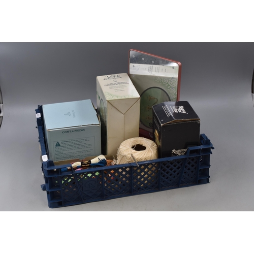 712 - Mixed Selection including Mirror, ball of string, Anchor threaded Cotton, Candleholder and Regency F... 