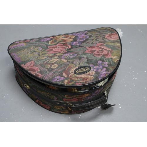 776 - Vintage Suitcase to include Four Alberon Porcelain Dolls with Stands and Accessories