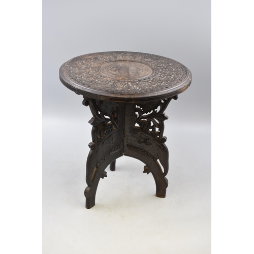 366 - Handcarved Elephant themed two Part Side Table (12