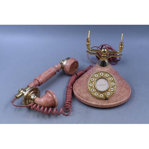 368 - Antique Style Telephone with Pink Marble Effect Decoration