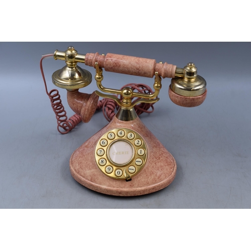 368 - Antique Style Telephone with Pink Marble Effect Decoration