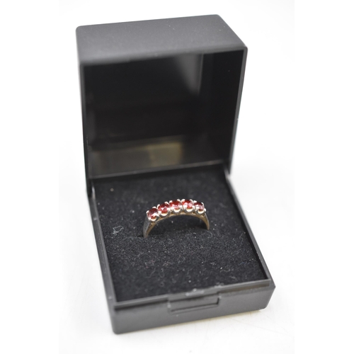 47 - Silver 925 Garnet Stoned Ring (Size M) Complete with Presentation Box