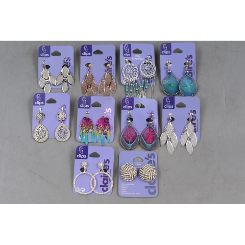 84 - Ten Pairs of New Claires Earrings