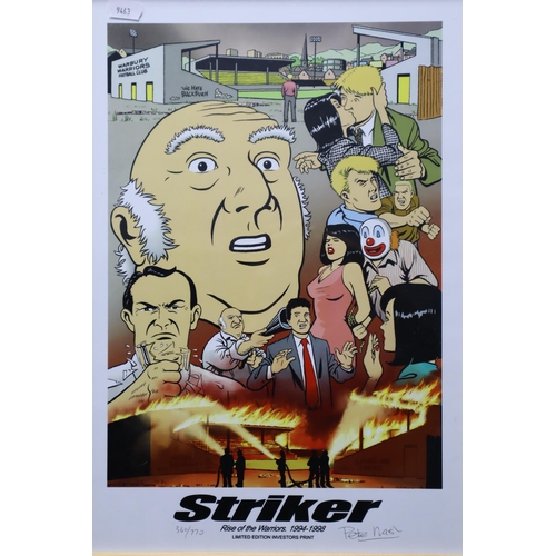 415 - Two Framed and Glaxed Limited Edition 'Striker' Prints, One Signed By Pete Nash. Both Approx 18