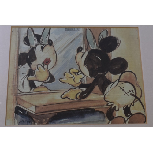 416 - A Framed and Glazed Vintage Style Mickey Mouse Scene 12 Cartoon Print, Approx 12