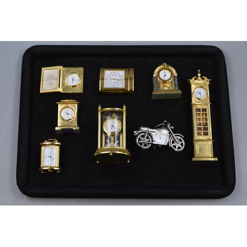 88 - Mixed Tray of Miniature Clocks by Quartz Including Equinox and More (As Found)