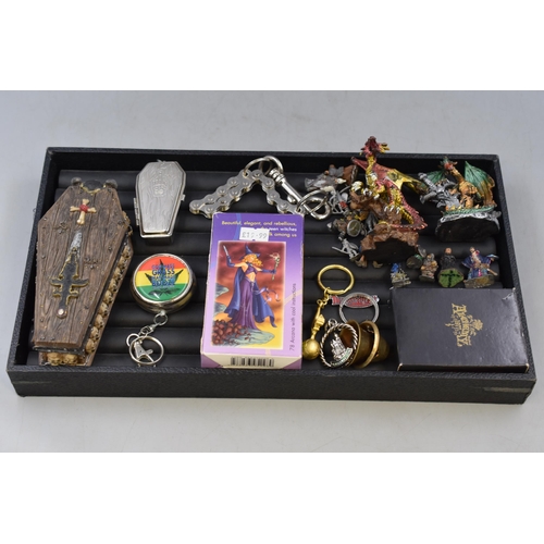 94 - Mixed Selection to include Tarot Cards, Metal Fantasy Figures, Coffin Trinkets and more