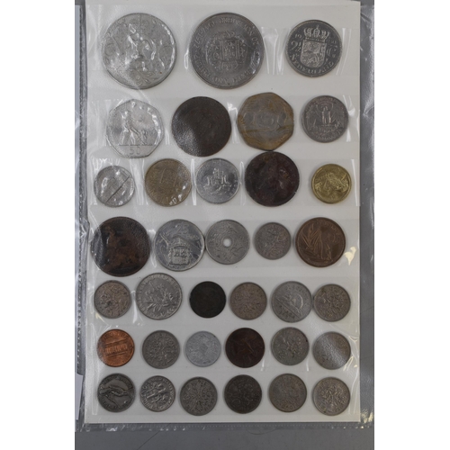 107 - Two Sheets of Mixed UK and Worldwide Coinage including 50p Coins