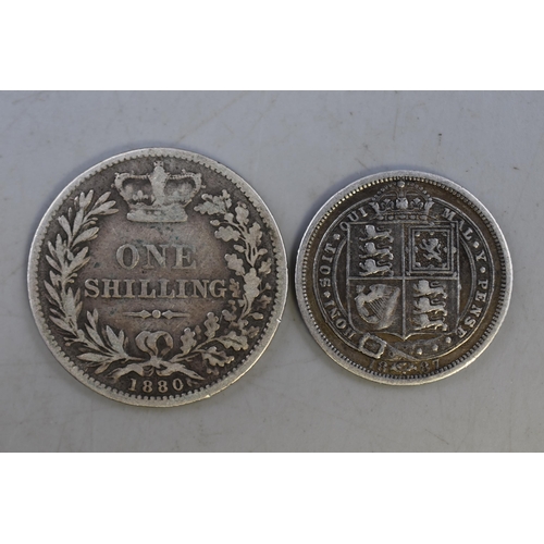 109 - Victoria 1880 Silver Shilling and a 1887 Victoria Silver Sixpence