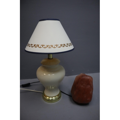 432 - Two Lamps To Include Pink Himalayan Salt Lamp and Ceramic Lamp, Both Working