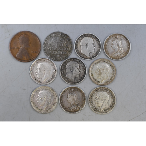 115 - Ten British and Foreign Coins (Mostly Silver)