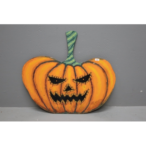 435 - Halloween Single Sided Hand Painted Wooden Pumpkin (19