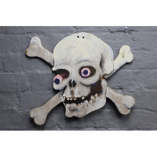 436 - Halloween Single Sided Hand Painted Wooden Skull and Crossbones (15