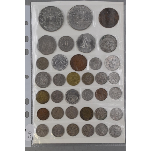 122 - Two Sheets of Mixed UK and Worldwide Coinage including 50 Pence's, Crowns and More