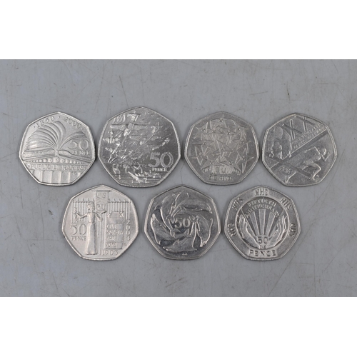 125 - Selection of 7 Collectable 50p Coins