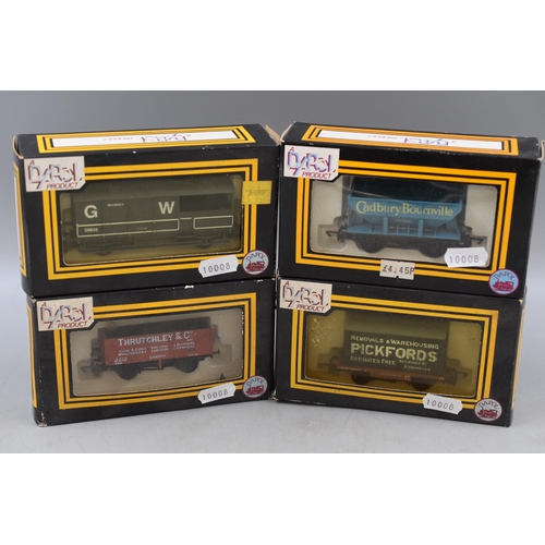 136 - Collection of Four Model Railway Wagons By ' Dapol' Depicting Different Companies, OO Gauge, Complet... 