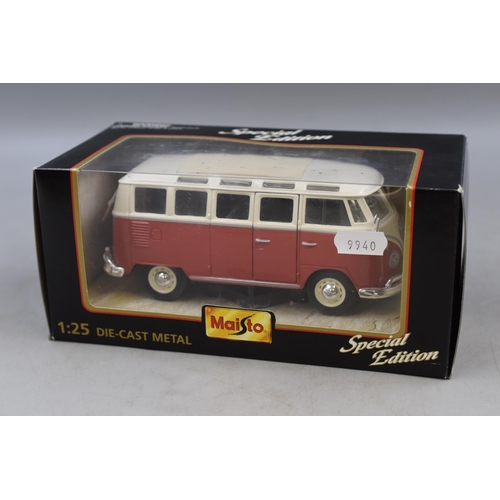 144 - Die-Cast Model VW Camper, Special Edition, Made By Maisto, Scale 1:25, With Box