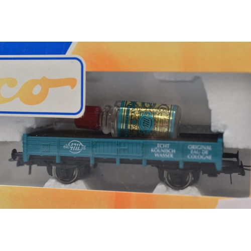 155 - Rare Find, Roco Railway Model low side wagon Depicting ' Echt Kolnisch Wasser, Original Eau De Colog... 