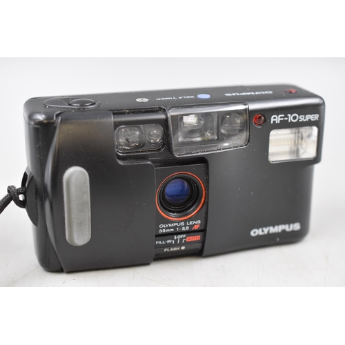 461 - Four film cameras, Olympus i-10 boxed in excellent condition, Vivitar 110 LFtele boxed in excellent ... 