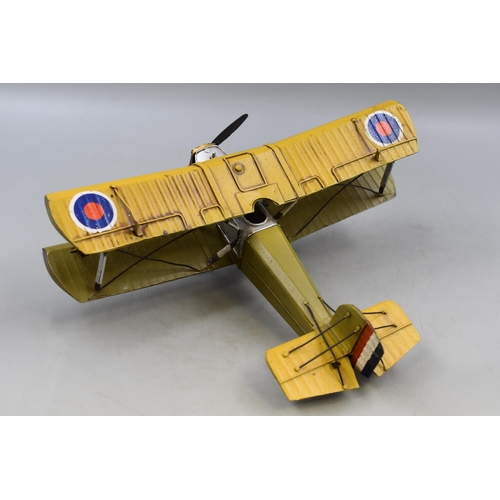 172 - Hand Made Tin Plate Model of British Bi Plane (12