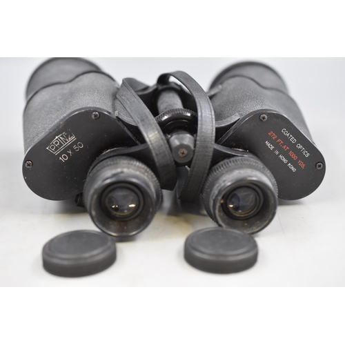 471 - Pair of Prinz 10 x 50 Binoculars with Covers Complete in Case