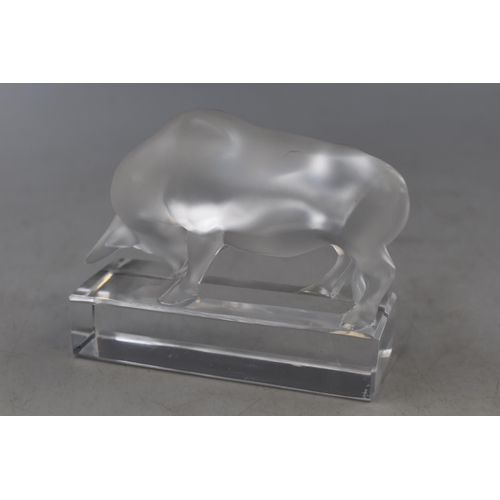 179 - Lalique Crystal Bull on Rectangle Plinth (4.5”)