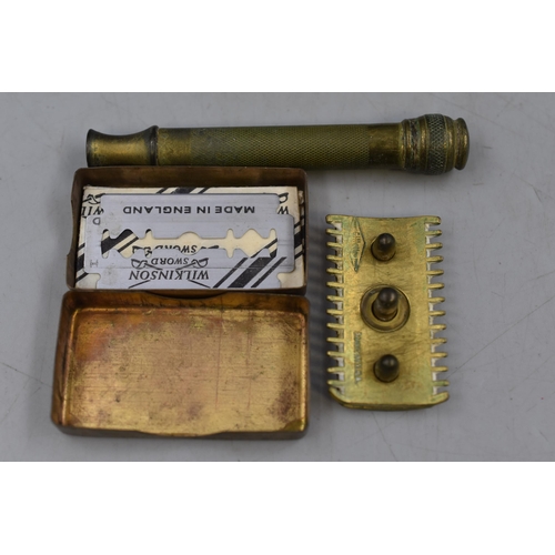 190 - Antique 1920s Gold Effect Gillette Safety Razor with Case