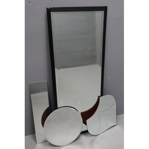 478 - Four Mirrored Pieces In Various Sizes, Largest Piece Approx 32