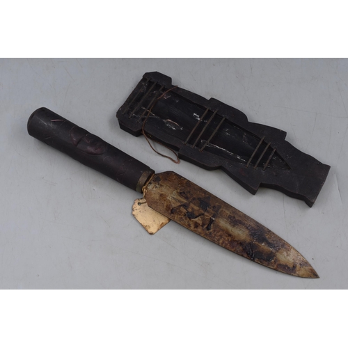 192 - Wooden Carved Polynesian/Hula Dancer Knife and Sheath