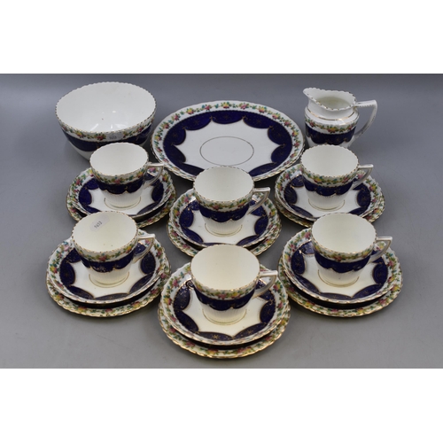 481 - Edwardian Hand Painted 21 Piece Tea Set Including Milk Jug and Sugar Bowl