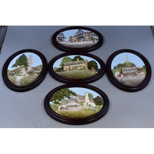 491 - Five Lakeland Studio 3D Ceramic Relief Plaques. Includes Stretton Grandison, Thaxed, Selworthy Green... 