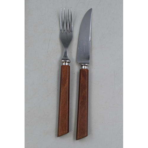 496 - Mid Century Pagwood Cutlery Set in Wooden Case