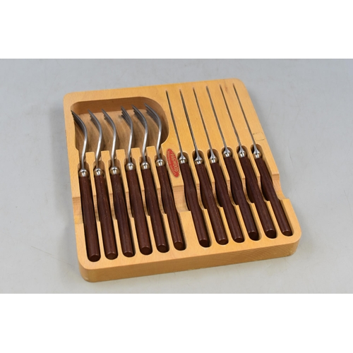 496 - Mid Century Pagwood Cutlery Set in Wooden Case