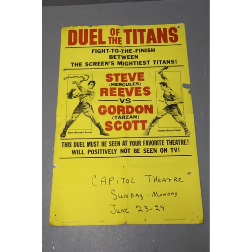 533 - Original 1962 US Movie Poster for Duel of The Titans with Printers Stamp on back (41” x 26.5&r... 