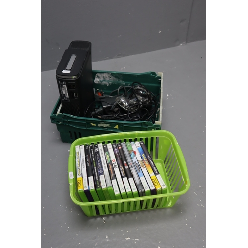 564 - An Xbox 360 Console With 120GB Harddrive, Two Controllers, Charger, And a Selection of Xbox Games. C... 